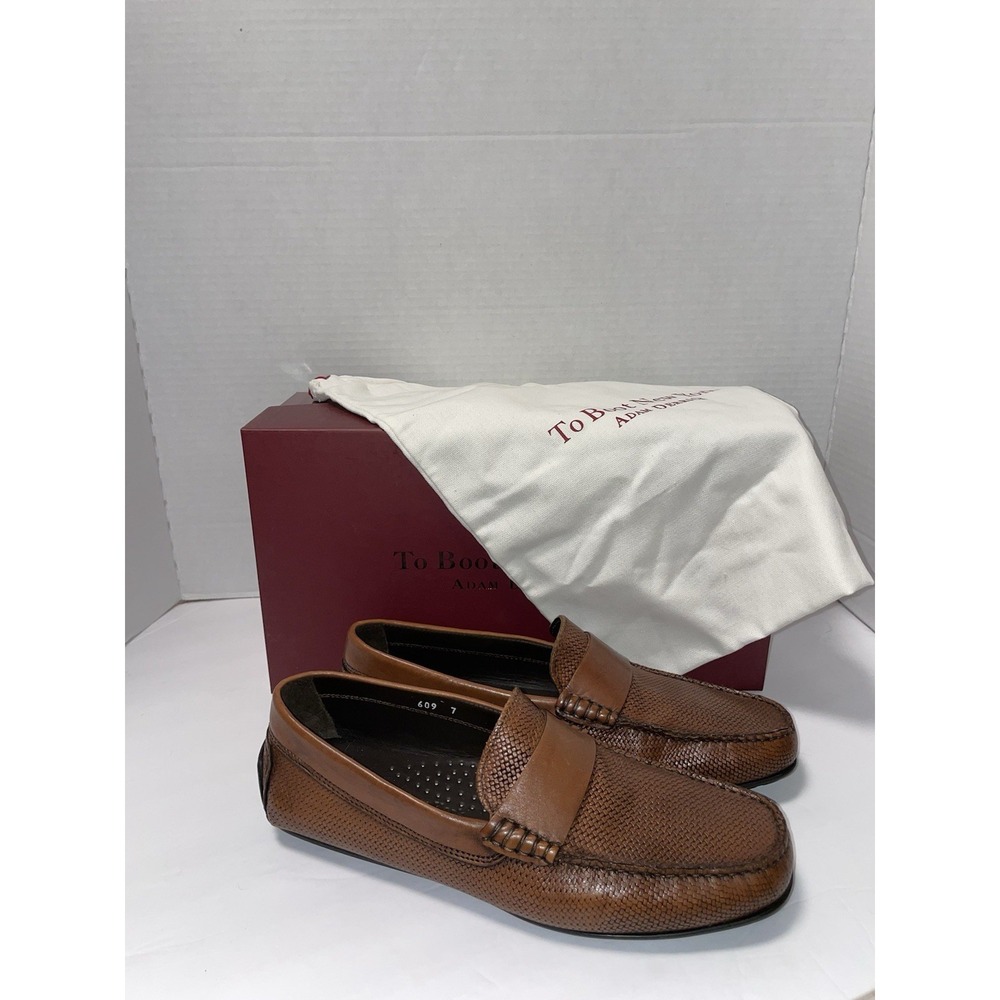To Boot New York Mens Magnus Embossed Brown Leather Drivers Loafer Size 7